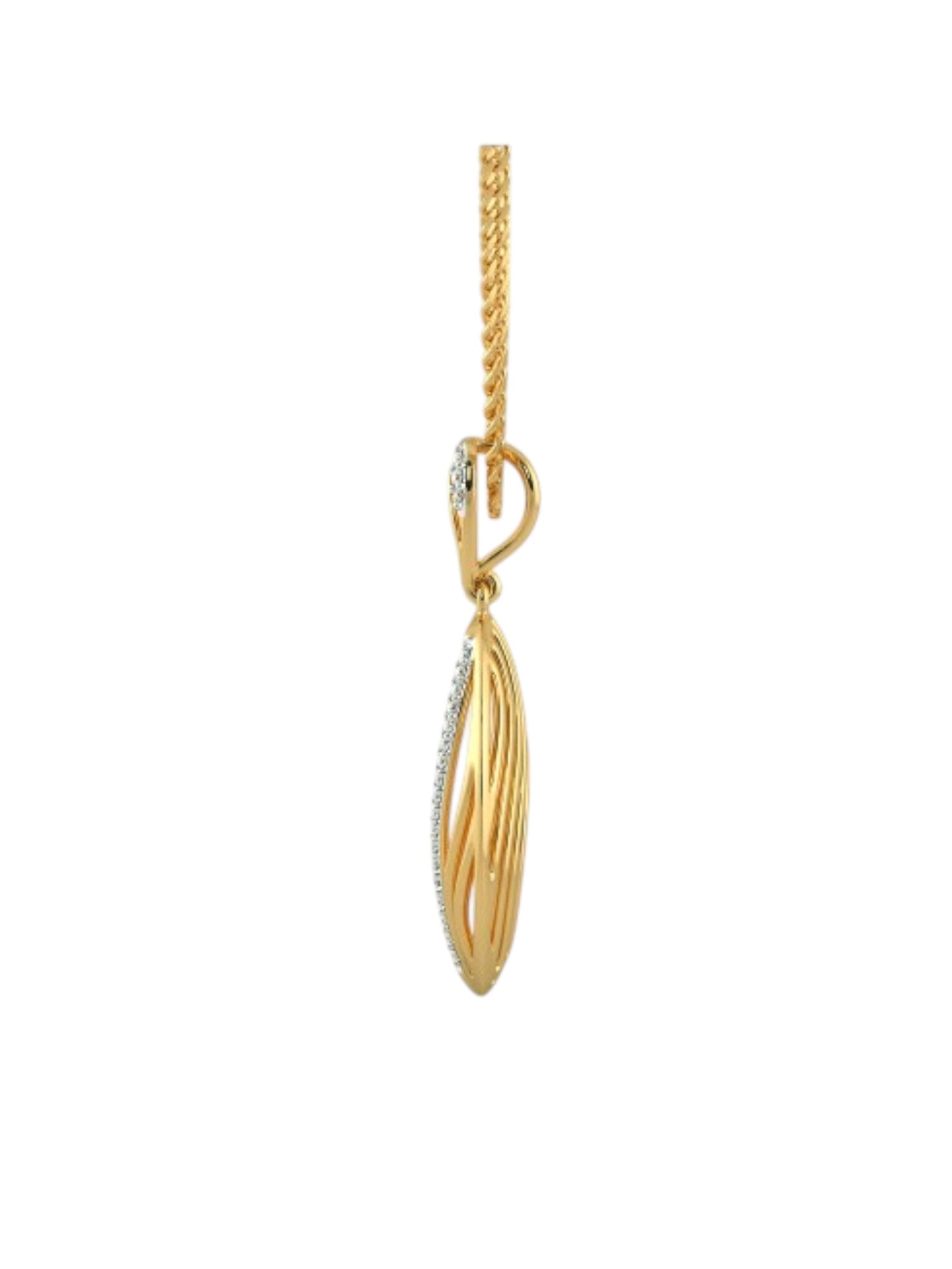 925 Sterling Silver Elegant Design CZ Stones Gold Plated Pendant With Chain For Women By Kesardeep